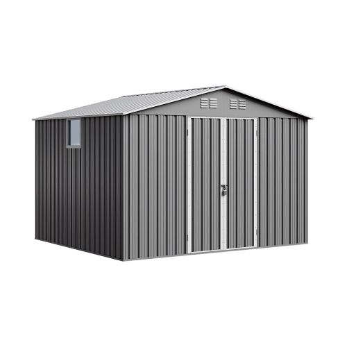 Domek narzędziowy metalowy NORDVIC 283x251 cm - Ocynkowany, Dwuspadowy Dach, Wentylacja, Light Grey